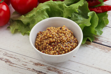 Mustard seeds sauce in the bowl