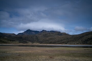 Parque Nacional Cotopaxi in Ecuador during a stormy day