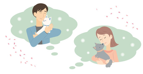 ペットを優しく見守る男女