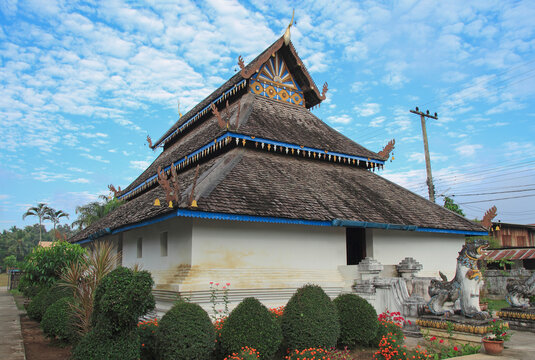 View Ancient Thai Lanna temple at Wat Ton Laeng,Nan, thailand