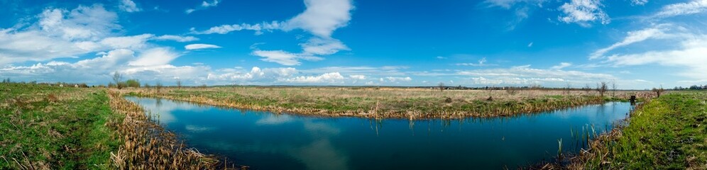 river overflow on a sunny cloudless day