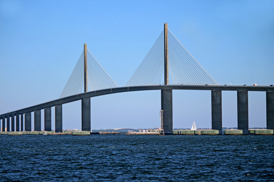 Sunshine Skyway Bridge located in Florida, United States, spanning Tampa Bay