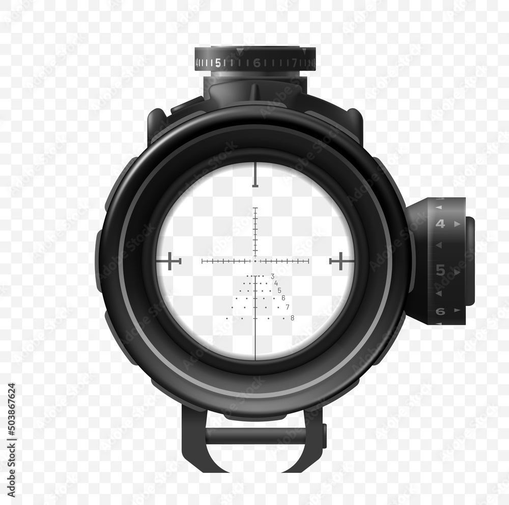 Leinwandbilder sniper scope. sight view target, isolated vector crosshair of gun. realistic 3d weapon zoom, militar