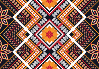 Ethnic abstract geometric flower pattern Design for background, carpet, clothing, wrapping, fabric, cover, textile