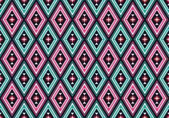 Ethnic abstract geometric flower pattern Design for background, carpet, clothing, wrapping, fabric, cover, textile