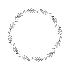 Line art branches frame. Design element for greeting card, invitation, poster, social media. Isolated vector illustration 