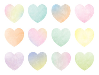 Set of watercolor hearts vector 