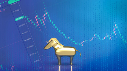 gold unicorn on business background  3d rendering © niphon