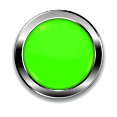 Green round button isolated on a white background