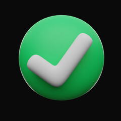 Premium Green Check Tick Icon Modeling 3d rendering