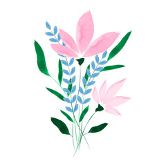 bouquet of watercolor spring flowers. bouquet of wild flowers