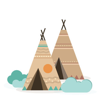 Wigwam, house in the forest, Indians