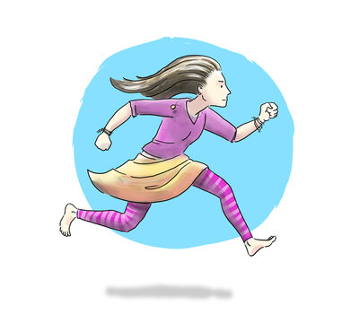 A Young Girl Running Forward