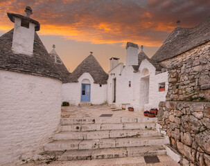 Sunset at Trulli of Alberobello, Puglia, Italy