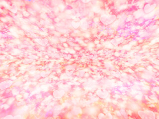 キラキラとハートが飛び交うピンク色の華やかな背景