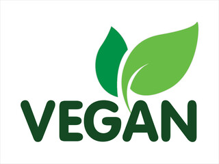 Vegan icon with green leaves. Bio, ecology, Organic Logo. Vector illustration for stickers,
labels and logos.