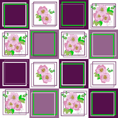 Seamless pattern with wild rose.
