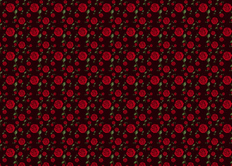 seamless pattern with hearts, Trendy Seamless Floral Pattern in red color on burgundy background, seamless pattern design of floral in red color for fabric print