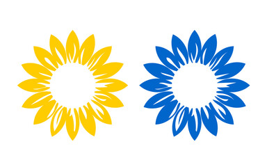 Sunflower on a white background with blue and yellow petals. Symbol of the Day of Remembrance of the Defenders of Ukraine. 