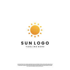 Fototapeta premium simple sun logo modern concept, orange sun logo sunset icon template