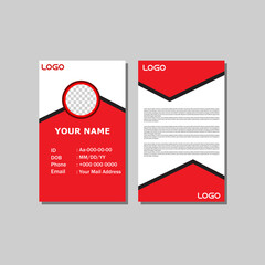ID card template design in red and black.