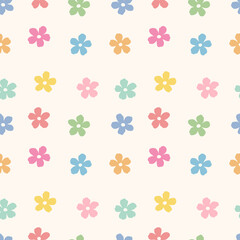 Fototapeta na wymiar Colorful floral pattern with tiny flower doodles, vector repeat