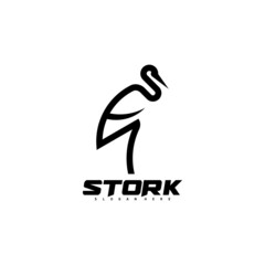 Stork logo bird vector illustration design modern. simple and elegant