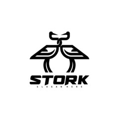 Stork logo bird vector illustration design modern. simple and elegant
