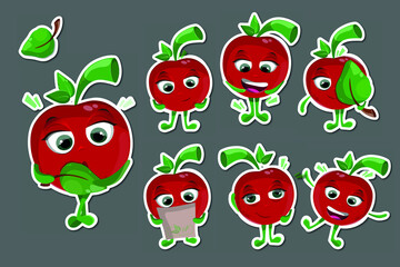 bright red cherry sticker set