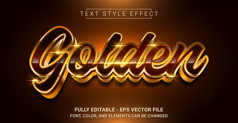 Fototapeta premium Golden Text Style Effect. Editable Graphic Text Template.