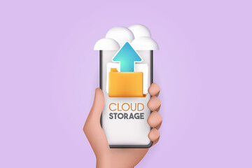 Cloud uploading, cloud storage concept vector elements.