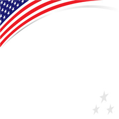 American abstract flag wave corner banner border with an empty space for text.	
