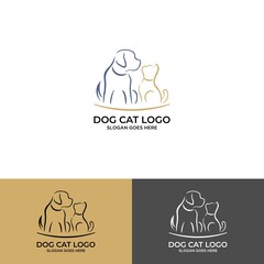 minimalist monoline lineart outline cat icon logo icon template vector illustration