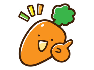 人差し指でポイントを説明する人参のかわいいキャラクター手書き風イラスト