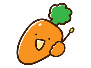 指差し棒を持つかわいい人参のキャラクターの手書き風イラストセット