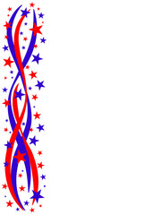 Decorative stripe ribbon with American flag symbols for banner, card, background.