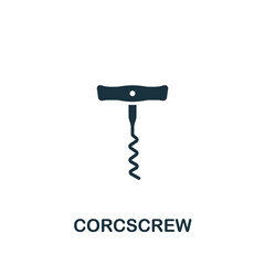 Corcscrew icon. Monochrome simple Drinks icon for templates, web design and infographics