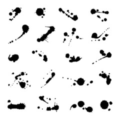 Set of Vector ink blots. Grunge design element