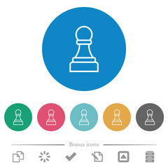 White chess pawn flat round icons