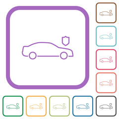 Car security outline simple icons