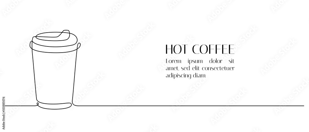 Aufkleber one continuous line drawing of paper cup of hot coffee. minimalist icon concept of energy morning an
