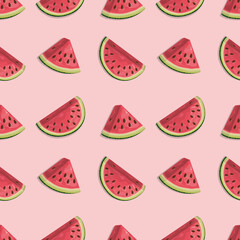 Pattern from watermelons. Juicy berry. Bright summer picture will add a positive mood