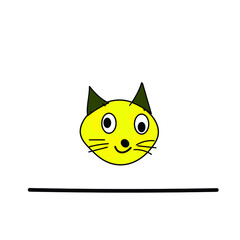 Cute yellow cat on white background