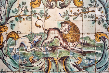 tiles panels in the Azulejos Museum in Lisbon, Portugal