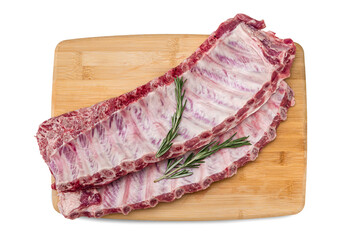 Fresh raw pork ribs. Raw Pork Ribs Isolated On White Background. Fresh Pork Rib Meat on White...