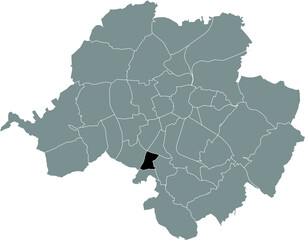 Black flat blank highlighted location map of the MORGENLEITE DISTRICT inside gray administrative map of Chemnitz, Germany