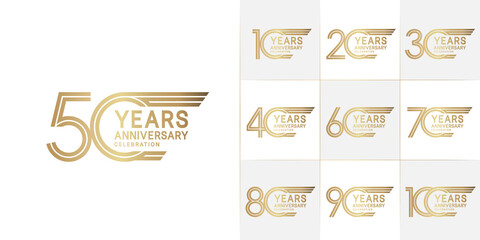 set of anniversary premium collection golden color can be use for celebration event