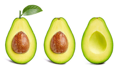 Avocado set isolated on white background