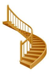 stairs for the house inside to the second floor made of wooden vector illustration