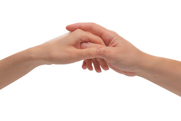 Man and woman hand isolated on a white background.